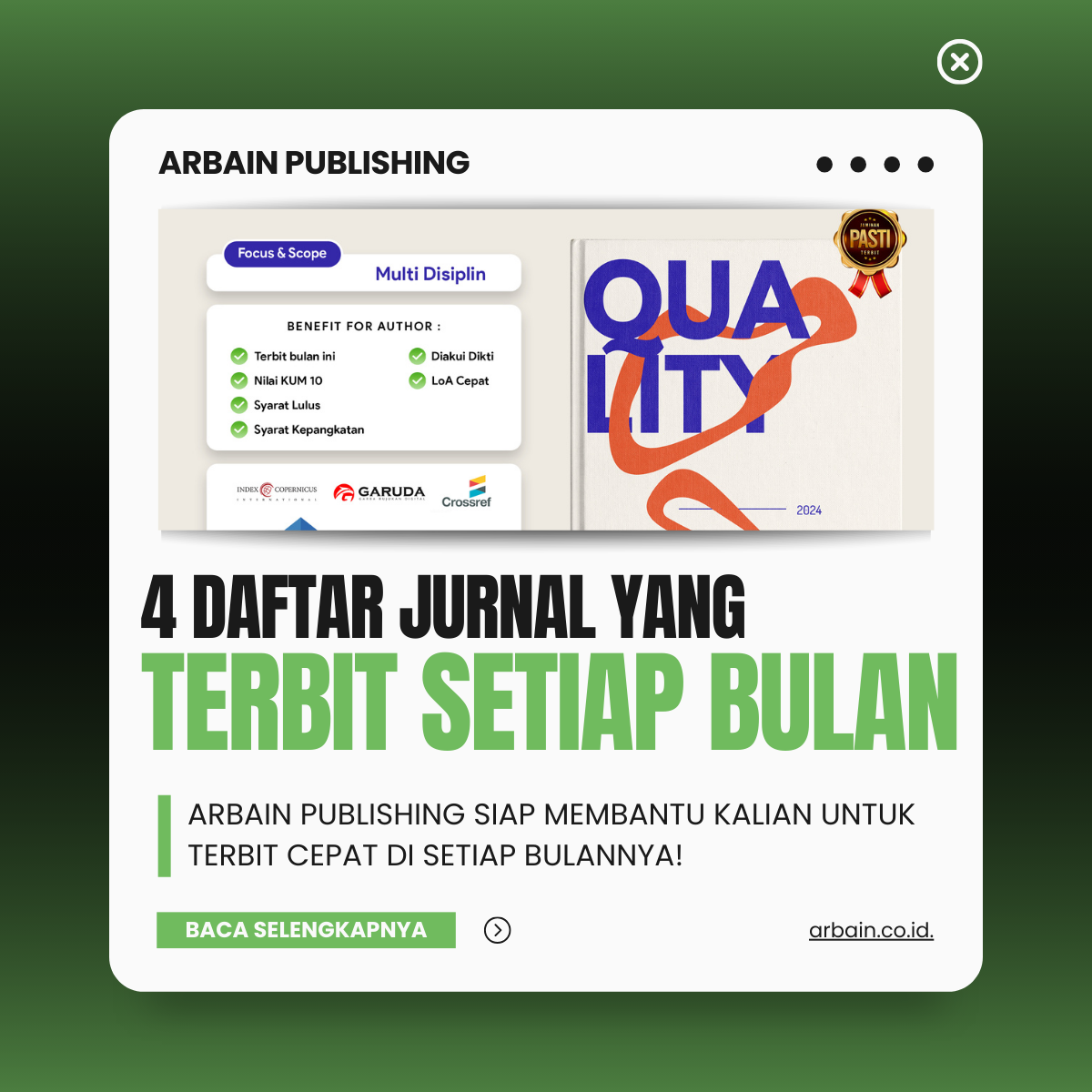 Daftar Jurnal Cepat Yang Publish Setiap Bulan!