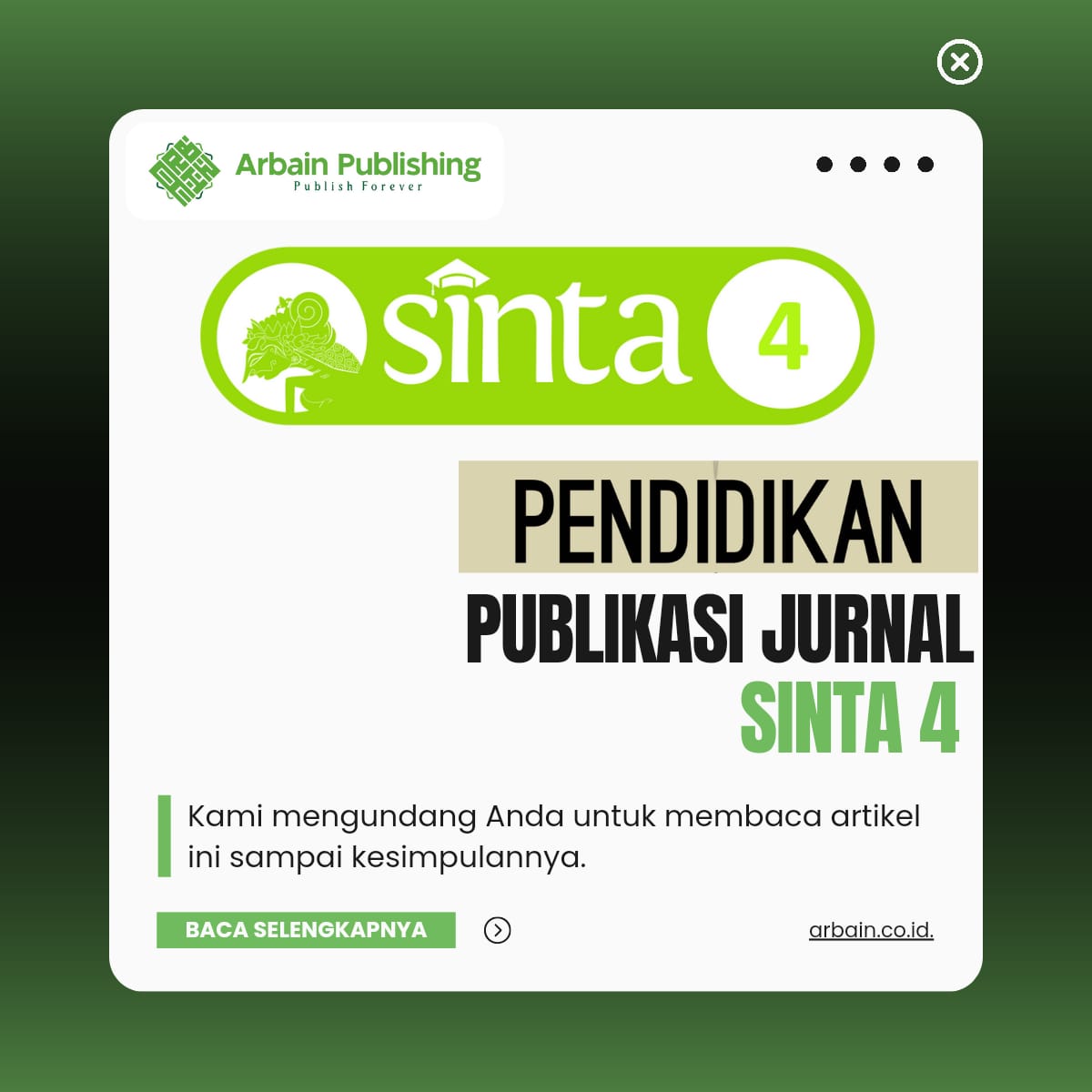 publikasi jurnal sinta 4: Bidang Pendidikan